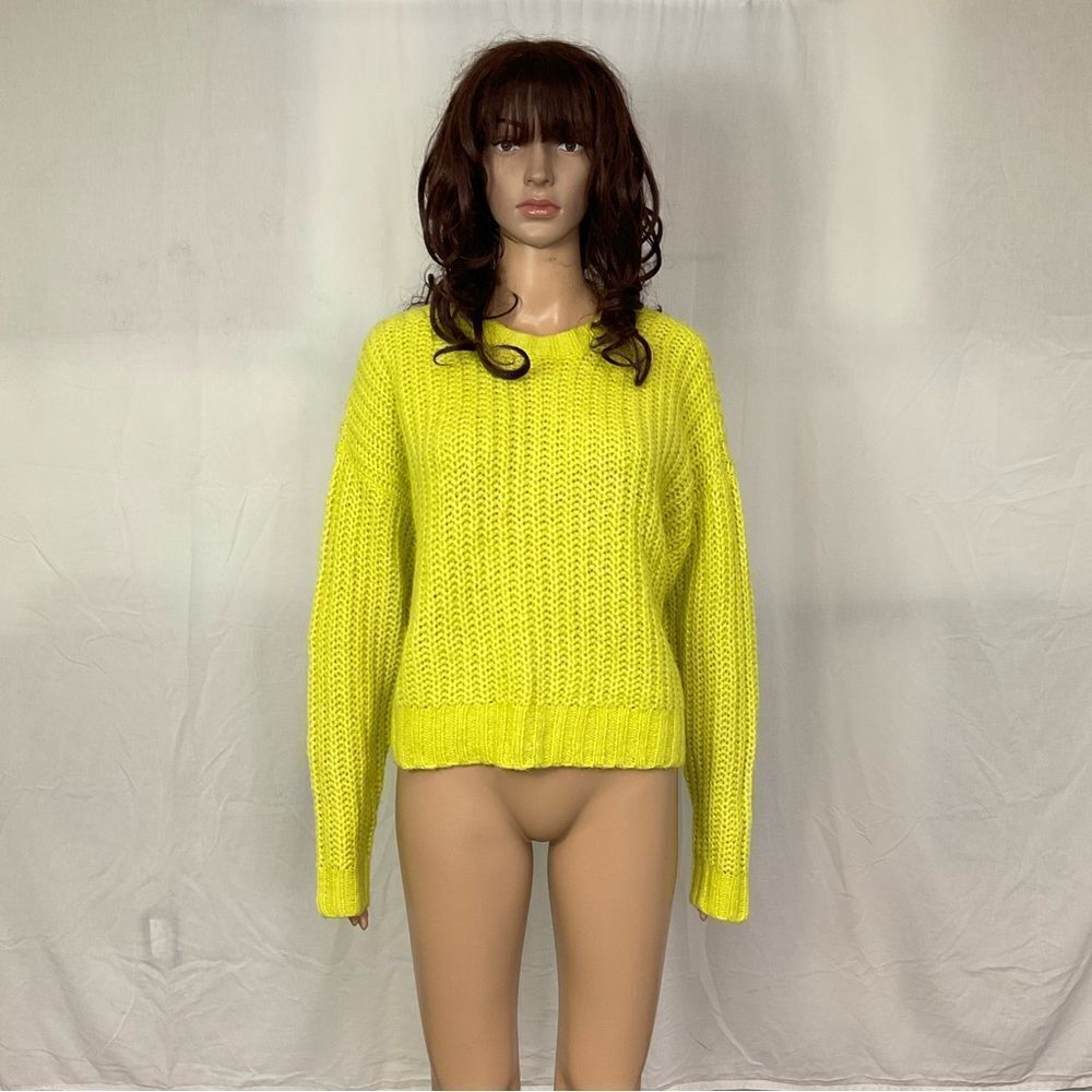 American Eagle Outfitters neon lime  yellow chunky knit sweater S - Picture 3 of 8